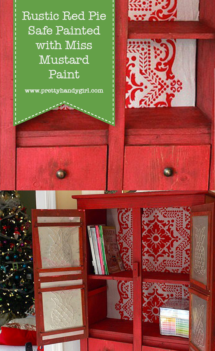 Rustic Red Pie Safe Painted with Miss Mustard Seed Milk Paint | Pretty Handy Girl