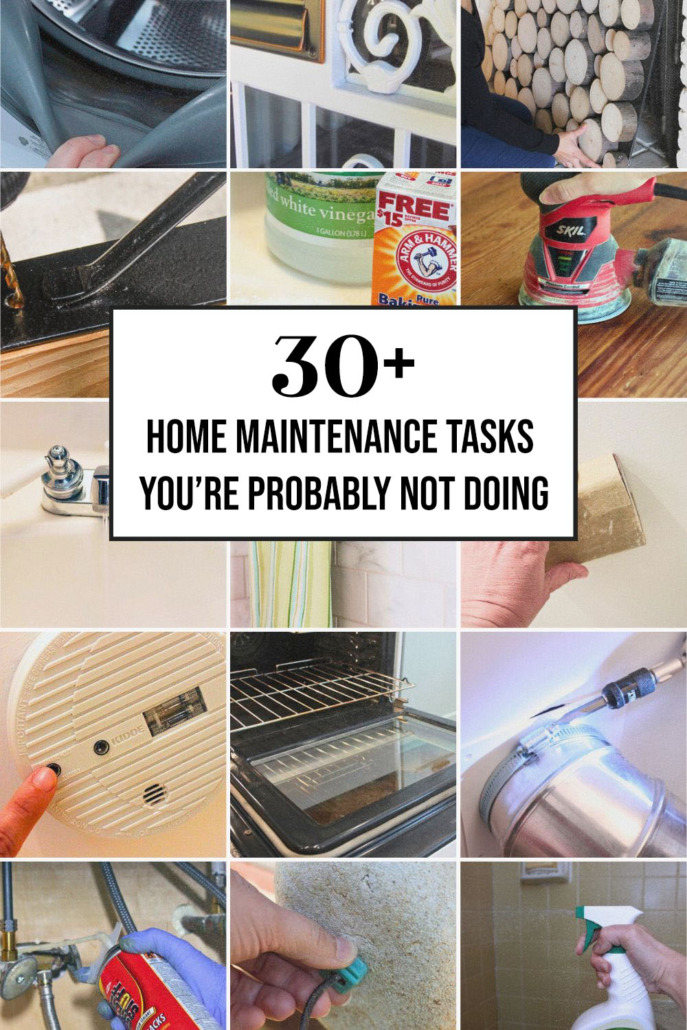 Infographic of 30 essential interior home maintenance tasks for year-round upkeep