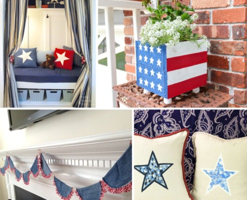 4 image collage red white and blue