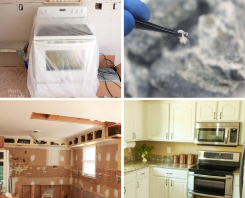 collage with 4 images featuring home reno projects