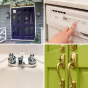 4 image collage featuring easy home fixes to tackle before the holidays
